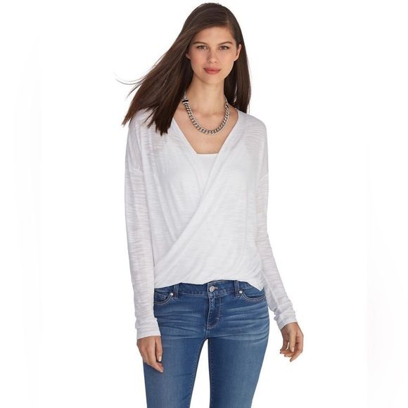 WHBM Long Sleeve Crossover White Coverup Size Large - Picture 1 of 13